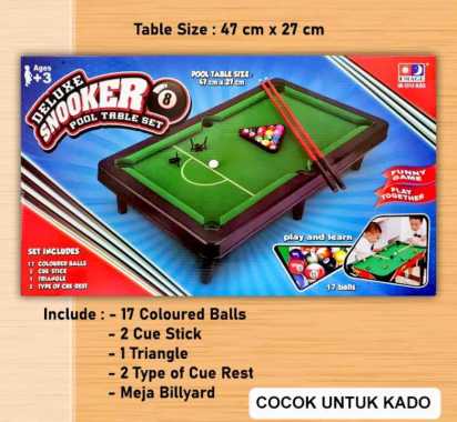 Mainan Edukasi Anak Meja Billyard Mini Deluxe Snooker Pool Table Set