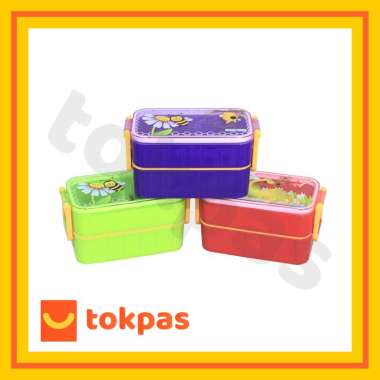 Kotak Makanan Susun 2 Bekal Anak Delicious Lunch Box Green Leaf 7365 HIjau
