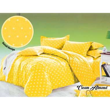 Romeo Polkadot Almond Emboss Set Sprei & Bed Cover - Cream Single Multicolor