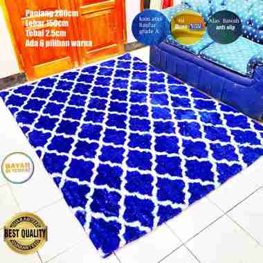 KARPET BULU RASFUR RAFSUR MOTIF PANJANG 200CM LEBAR 150CM TEBAL 2.5CM BIRU PUTIH