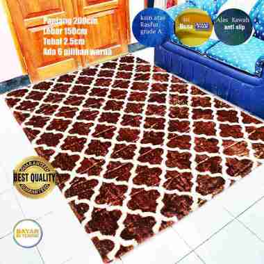 KARPET BULU RASFUR RAFSUR MOTIF PANJANG 200CM LEBAR 150CM TEBAL 2.5CM COKLAT PUTIH