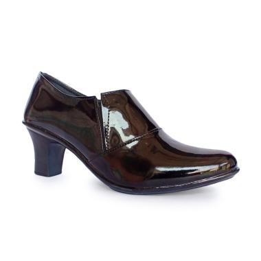 Mandien's Halfboots Kilap Polwan Sepatu Semi Boots Wanita 41 Hitam Legam (B)