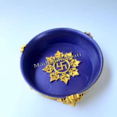 Wadah bokor tatakan diameter 16cm ukir bali sodan gayatri Ungu gold