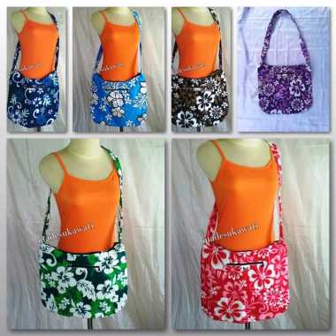 Tas selempang kain bali motif bunga cantik Ungu