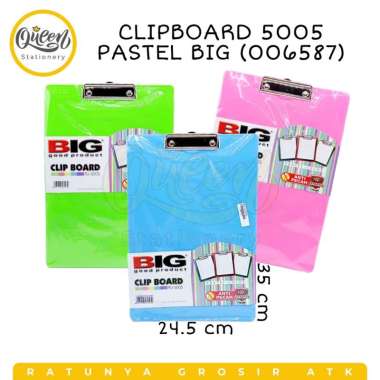 CLIPBOARD 5005 PASTEL BIG (006587) / ALAS UJIAN / PAPAN UJIAN / PAPAN PLASTIK / PAPAN WARNA PASTEL