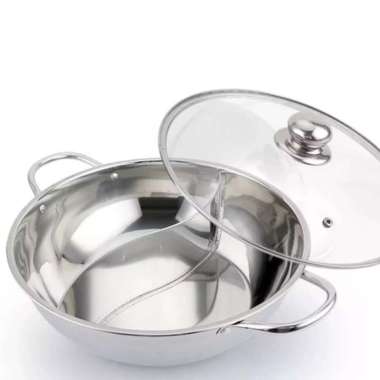 Suki Pan Hot Pot - Panci Shabu Free Tutup Kaca Panci Shabu 2 Sekat