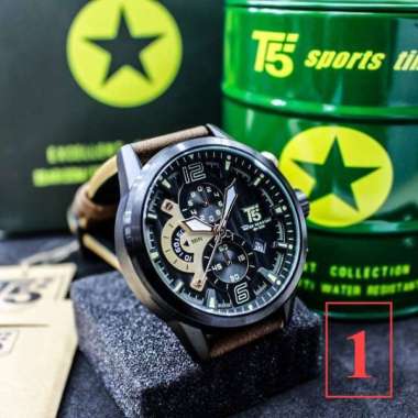 Jam Tangan Fashion Jam T5 H 3630 leather chronograph bergaransi free box