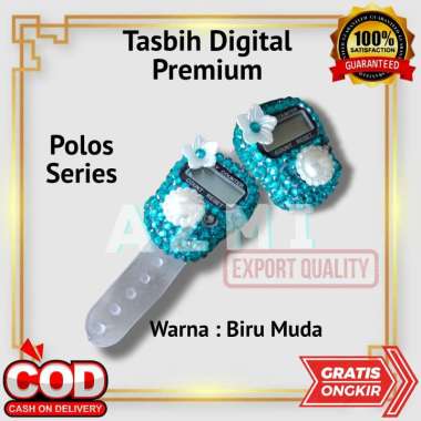 Tasbih Digital Premium Motif Polos Tasbih Hias Digital Swarovski Warna Biru Muda