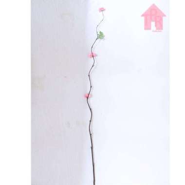Bambu Dekoratif | Bambu Ulir Berdaun Dan Berbunga Anyelir Pink