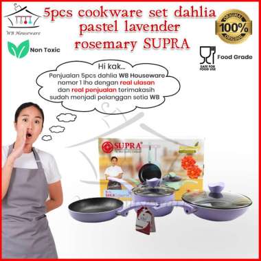5Pcs cookware set supra Lavender / panci renatta anti lengket teflon / Dahlia set supra