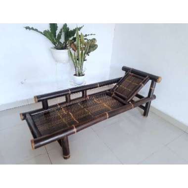 kursi malas santai bambu hitam