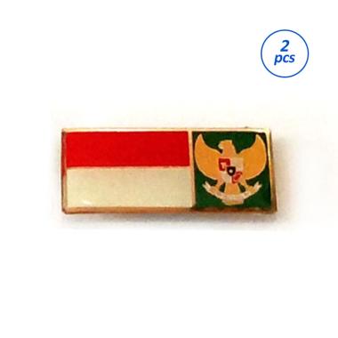 Mulyocreative Lencana Pin Bendera Merah Putih Garuda MPG Paskibra [2 Pcs] emas kombinasi merah putih