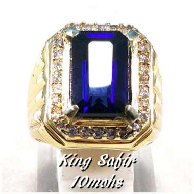 CINCIN PERMATA KING SHAPPIRE OCTAGON KEKERASAN 9MOHS KILAU MEMPESONA RING 7