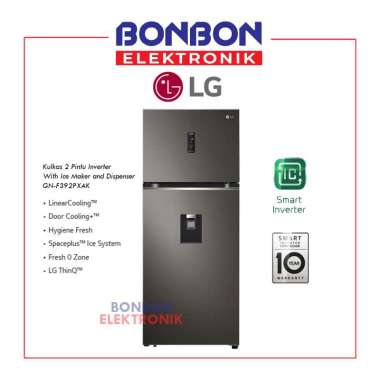 LG Kulkas 2 Pintu Inverter GN-F392PXAK w/ Ice Maker and Dispenser 383L