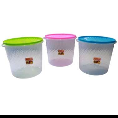 Toples Sealware Plastik Tebal 5 Liter Kedap Udara Toples Kerupuk Makanan Kue Snack Cemilan Biskuit Keripik Peyek Kacang Bumbu Biji Kopi Canister Bulat