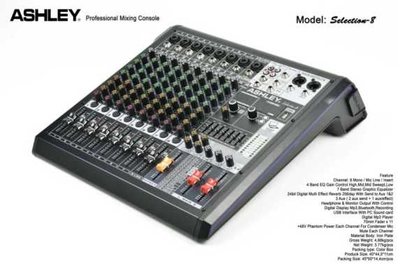 Mixer Ashley Selection 8 Original 8 Channel Bluetooth - USB