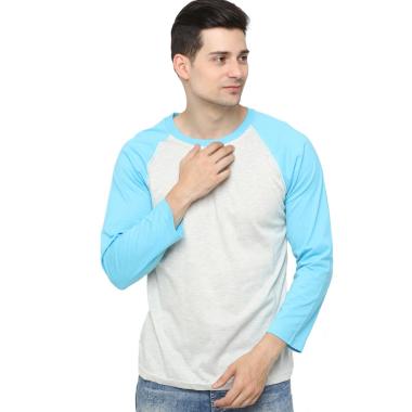 Gudang Fashion Polos Raglan Pria S Putih Misty Biru Bubble