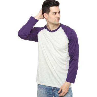 Gudang Fashion Polos Raglan Pria S Putih Misty Ungu
