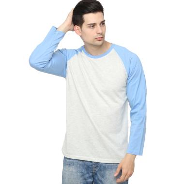 Gudang Fashion Polos Raglan Pria S Putih Misty Biru Baby