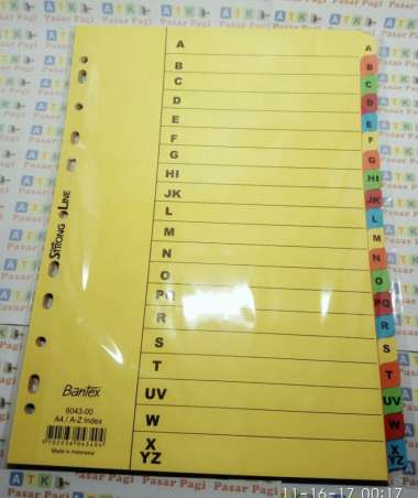 pembatas kertas binder ordner A-Z index 6043 A4 Bantex