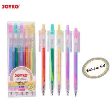 Pulpen Pelangi Rainbow Gel Pen Klik 5 Warna Warni JOYKO GPC-324 Pastel