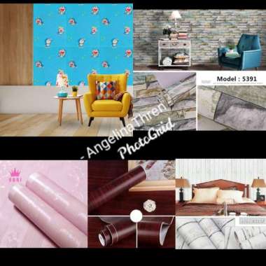 Wallpaper dinding + lem 10M - Sticker wallpaper dinding Pvc