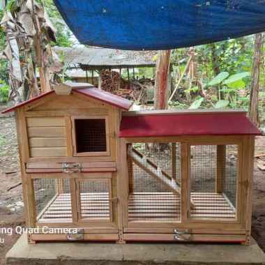 Kandang Kelinci / Rumah Kelinci Kayu 2 Tingkat Indoor / Outdoor