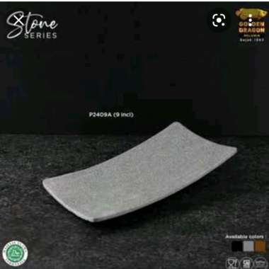 Piring Sushi Melamin Tembikar Batu Segi Kotak Golden Dragon Abu Piring Hitam Jepang Oriental Bento C