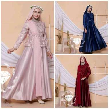 Maxi Emelga Dress Gamis Selendang brukat tile mutiara gamis pesta dress pesta muslim gaun muslim gam