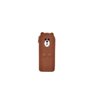 Michiro Tempat Pensil Karet Motif LINE Friends Silicone Pencil Case Browny Brown