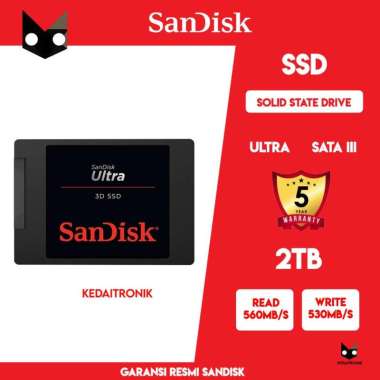 SSD Sandisk 2TB Ultra R/W 560/530 MB/s 3D NAND SATA III 2.5" SanDisk HITAM