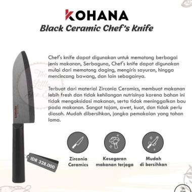 Kohana Ceramic Knife (Chef, Utility, Cleaver, Paring, Folded, Scissors - Chef Knife Smooth edge open