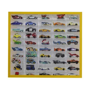Rak Hotwheels 50 slot Square akrilik - Kuning Putih