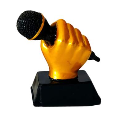 Mulyocreative Trofi Piala Figur Microfon Lomba Nyanyi & Karaoke Plakat - Emas