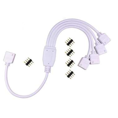 TRIPLEDI Kabel Splitter 4 Pin LED Strip RGB 2385 5050 Konektor Cabang 1 to 2 3 4 Cable Konektor Puti