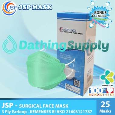 Masker Medis JSP KF94 KN95 3 Ply Surgical Mask isi 25 PCS Model Convex Hijau