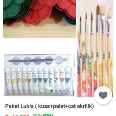 Paket Lukis(Kuas+Palet+Cat Akrilik) Multicolor