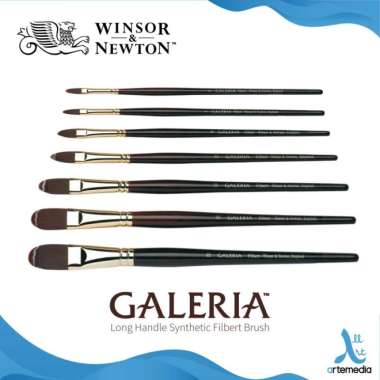 Kuas Lukis Winsor & Newton Galeria Filbert Synthetic Brush Long Handle Multicolor