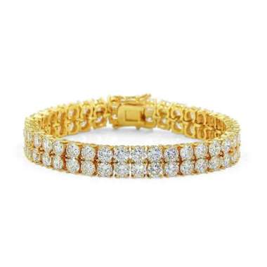 1901 Jewelry Gelang Berlian Swarovski Twin Lapis Emas Gold