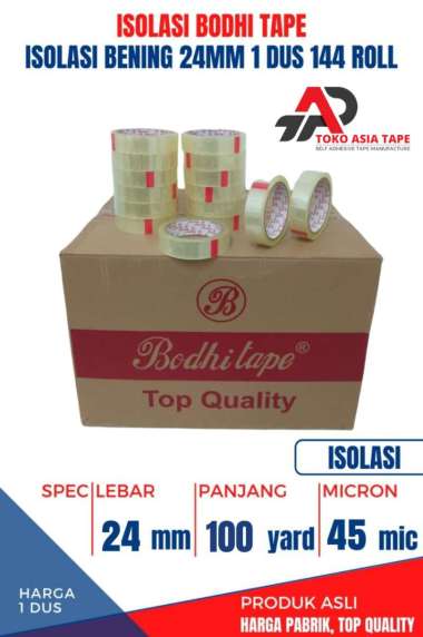 ISOLASI / SELOTIP BENING BODHI TAPE 24MM X 100YARD 1 DUS TERMURAH BENING