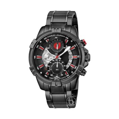 Charles Jourdan Ludis Chronograph Jam Tangan Pria [Original/ CJ.1075] Black Red