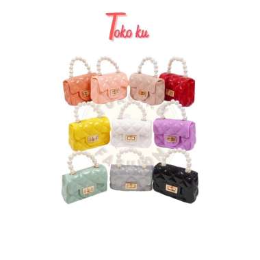 TAS SELEMPANG WANITA GLOSSY MINI PEARL pink