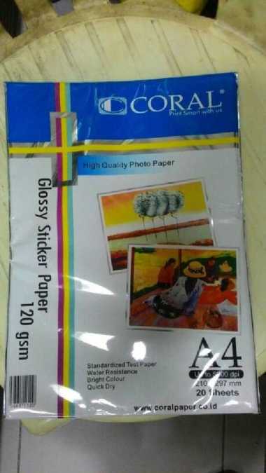 Coral Glossy photo paper / Kertas photo Stiker A4