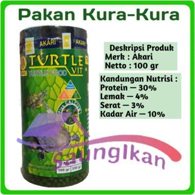 Pakan Makanan Kura Kura AKARI TURTLE VIT 2mm 100 gram Hijau Spirulina