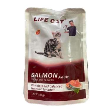 Pakan Makanan Kucing Basah LIFE CAT SALMON Adult sachet 85 gr