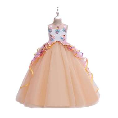Dress Unicorn Anak 5 - 10 Tahun . Gaun Panjang Pesta Tutu Karakter Import . D-024 140