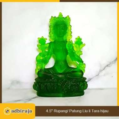 Rupang Patung Green Tara Hijau Kristal Kaca (liuli) 4.5"