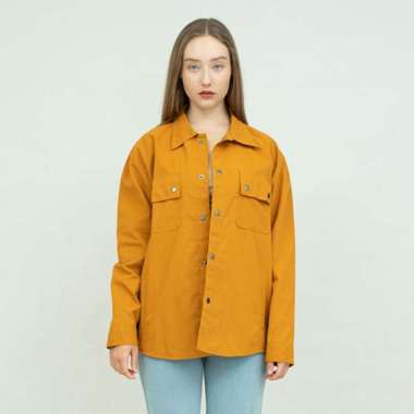 Jaket parka outer jaket wanita semi parka warna Mustard unisex L