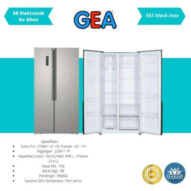 KULKAS GEA SIDE BY SIDE G2D 563 INOX G2D-563 G2D563