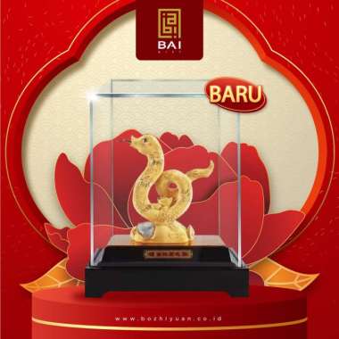 BAI GIFT PAJANGAN PATUNG SHIO ULAR LAPIS EMAS 24K BERSERTIFIKAT EMAS 999%